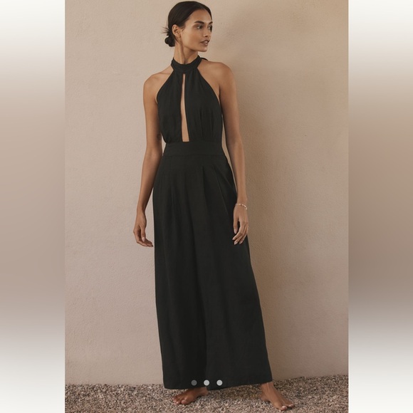Anthropologie Mock-Neck Plunge Jumpsuit